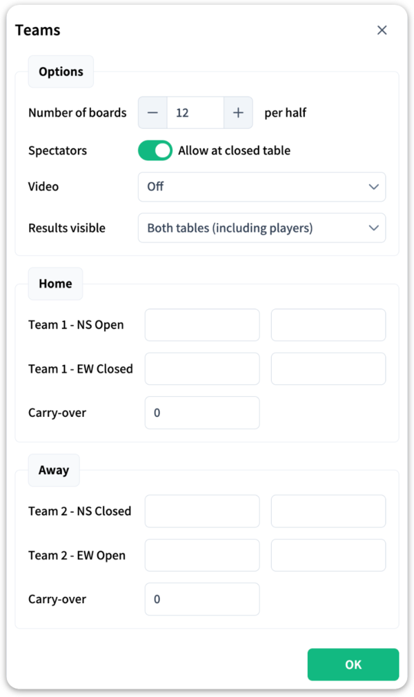 The Create Match window